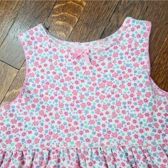 Vintage 90s Pink Blue Floral Sleeveless Girls Dress - Picture 3 of 8
